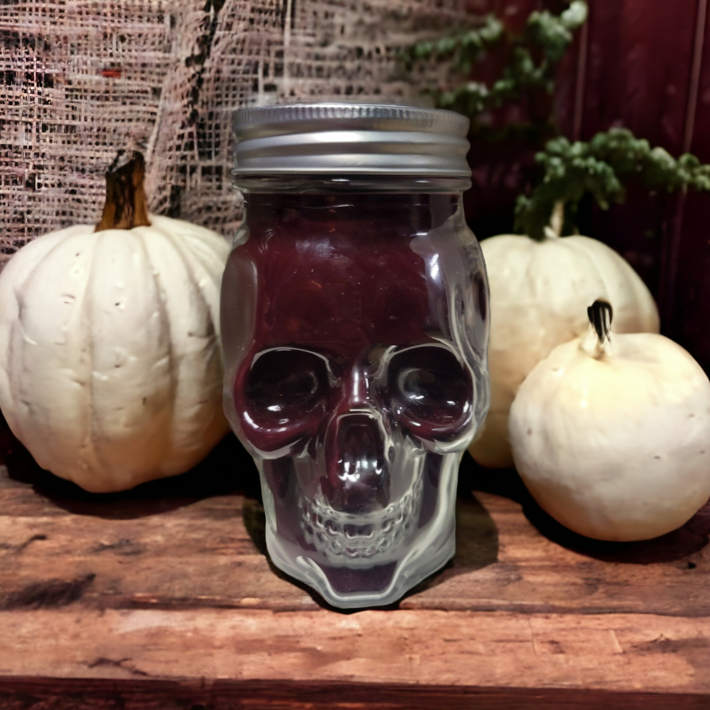 Apple Pie Skull Candle